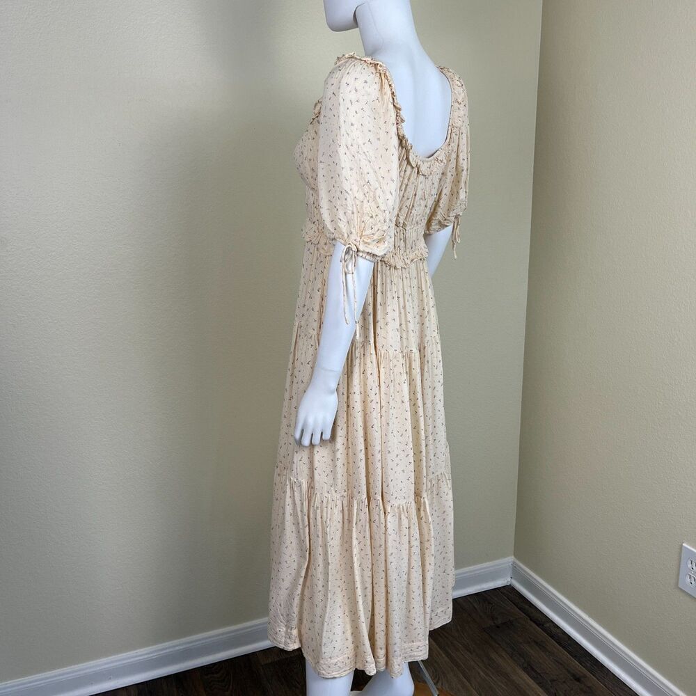 En Saison Women's Size S Yellow Roberta Floral Smocked Ruffle Midi Dress Yellow - Picture 12 of 16